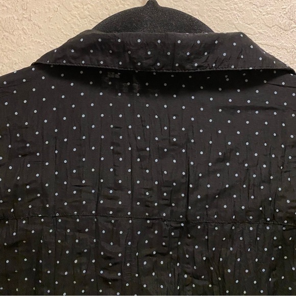 Boden Black Crinkle Polka Dot Sequin Accent Cotton Silk Blend Blouse Size 10 - Picture 8 of 8
